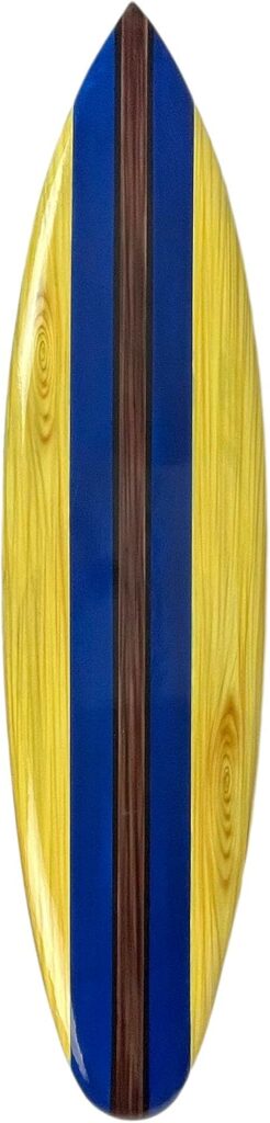 Zeckos Blue Striped Wood Surfboard Wall Hanging, 39.75 x 9.5 x 0.5 In